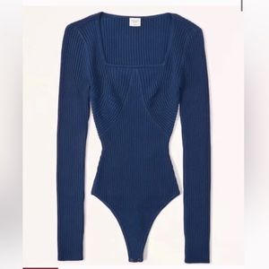 Abercrombie & Fitch Blue Long Sleeve Sweater Bodysuit size XS